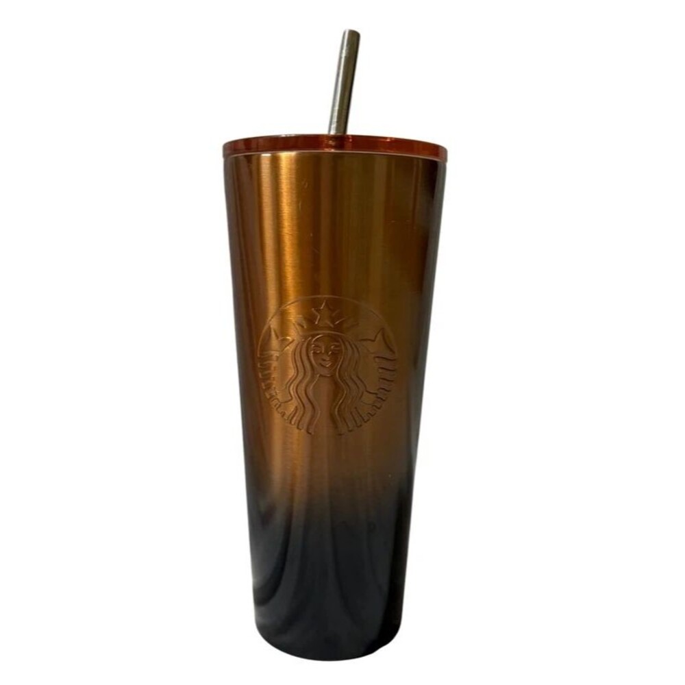 Starbucks Copper to Black Ombre Stainless Steel Cold Cup Tumbler with Straw